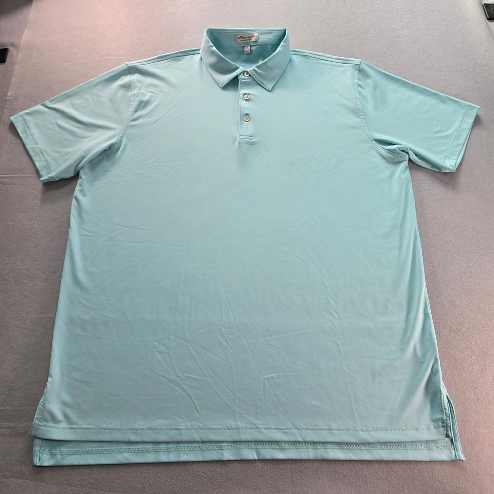 Peter Millar Summer Comfort Polo Shirt Mens XL Light Blue Aqua Short Sleeve Golf